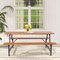 Natural Acacia Wood Patio Picnic Table And Bench Set 6-Person Outdoor